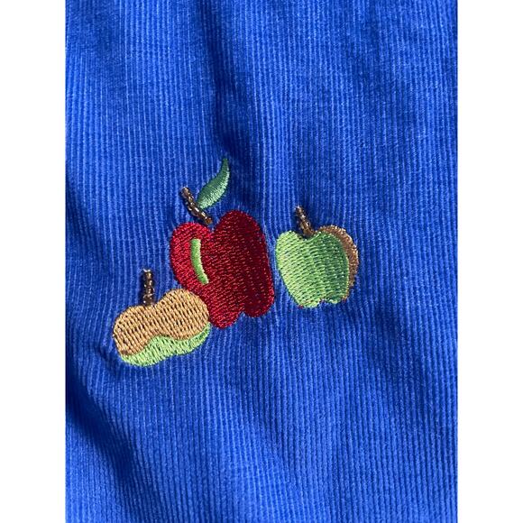 Vtg. Quacker Factory 100% cotton blue with apple embroidery casual SZ XL - Picture 6 of 8